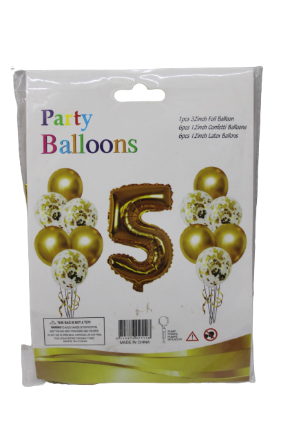 Party Balloons (Set of 1 foil balloon, 6 confetti balloons and 6 latex balloons)