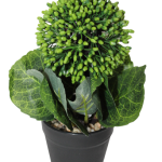 Artificial flower in a black vase( MONEY PLANT)