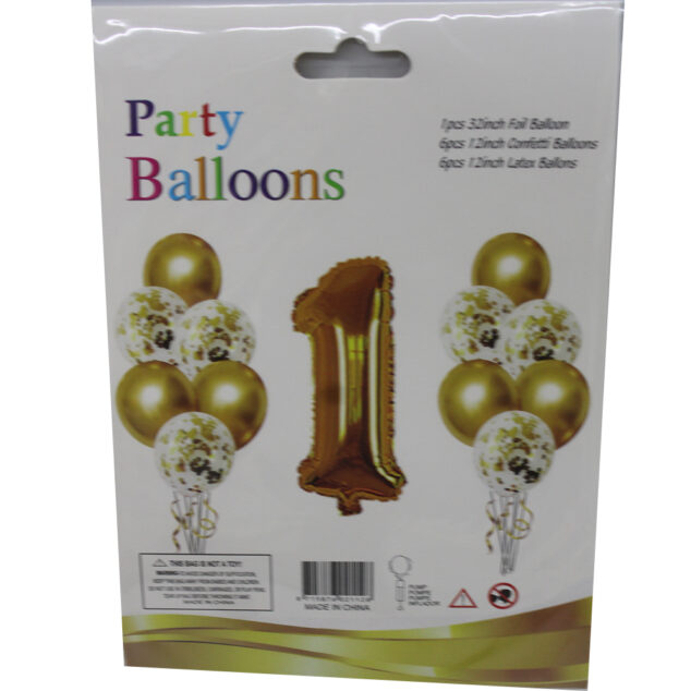 Party Balloons (Set of 1 foil balloon, 6 confetti balloons and 6 latex balloons)