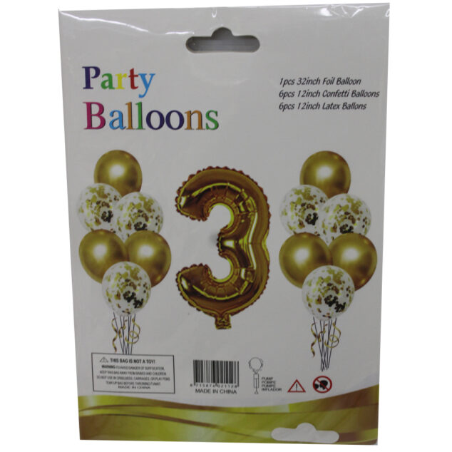 Party Balloons (Set of 1 foil balloon, 6 confetti balloons and 6 latex balloons)