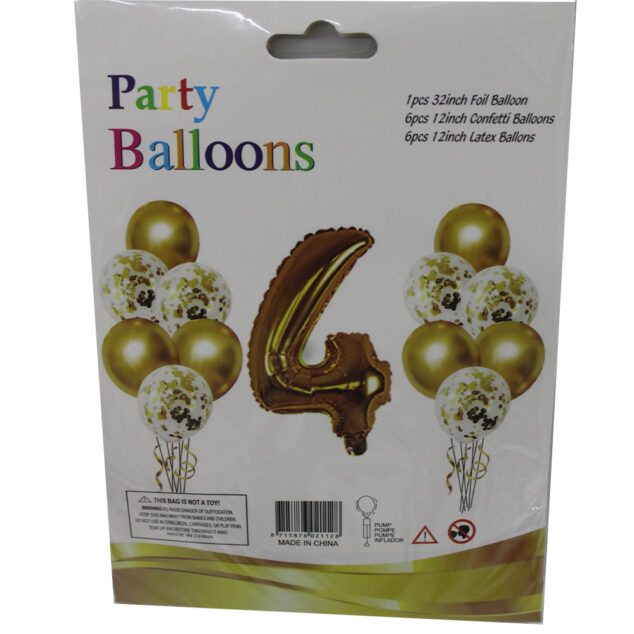 Party Balloons (Set of 1 foil balloon, 6 confetti balloons and 6 latex balloons)