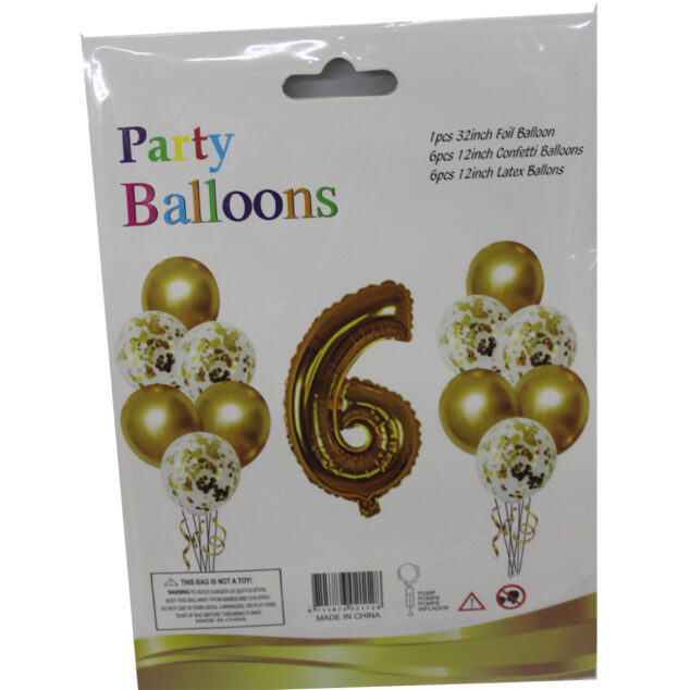 Party Balloons (Set of 1 foil balloon, 6 confetti balloons and 6 latex balloons)