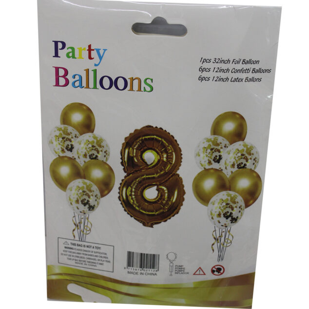 Party Balloons (Set of 1 foil balloon, 6 confetti balloons and 6 latex balloons)