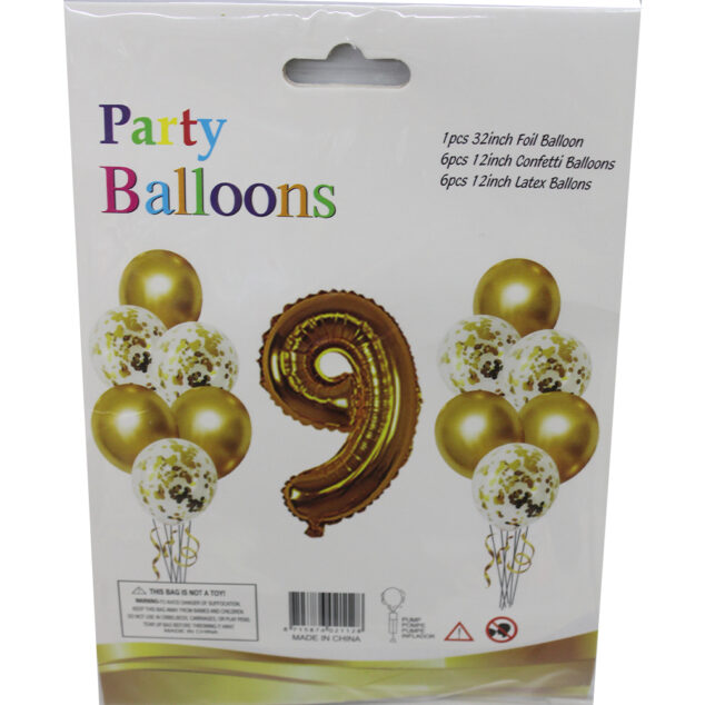 Party Balloons (Set of 1 foil balloon, 6 confetti balloons and 6 latex balloons)