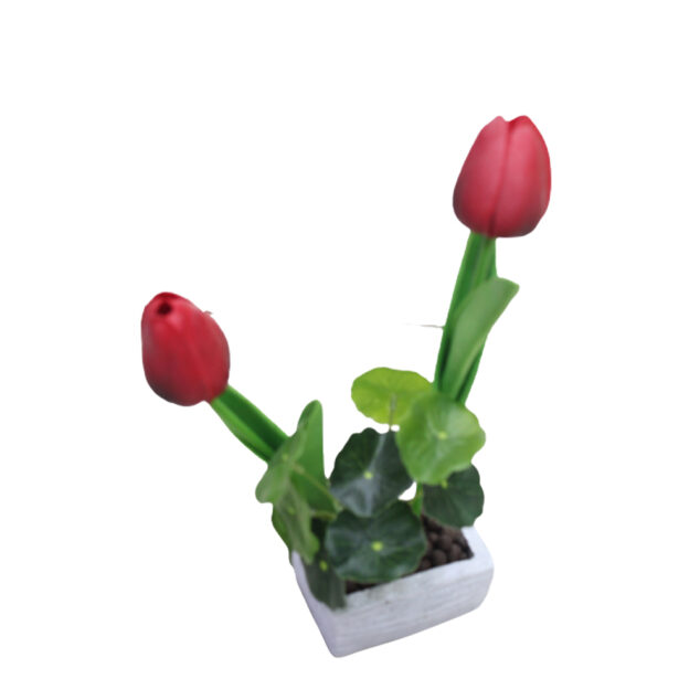 Artificial Tulip Flowers in a Ceramic Vase