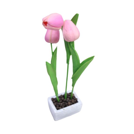 Artificial Tulip Flowers in a Ceramic Vase