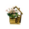 Artificial Flowers in Wooden House Shape