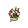 Artificial Flowers in a Wooden Planter