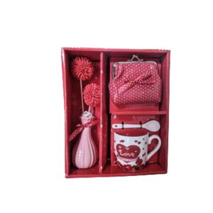 Valentine's Coffee mug with flower vase and purse set