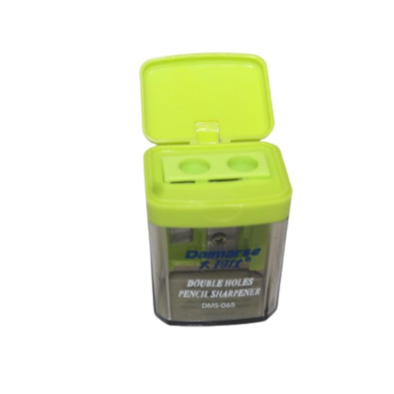 Dual Pencil/Jumbo Crayon Sharpener with Cover and Bin