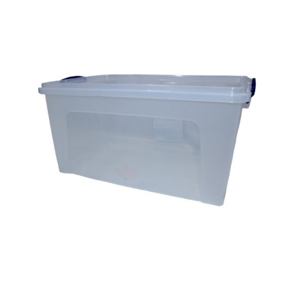 80 Lt Clear Storage Box Container With Clip On Lid and Wheels