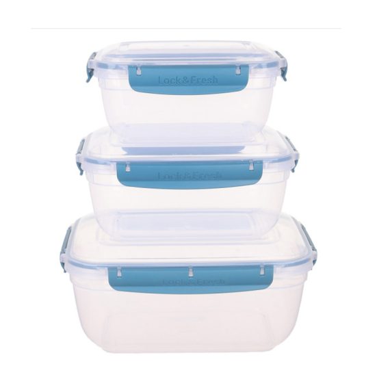 Pack of 3 Square Sealed Storage Containers {1500,2400 and 3750ML}