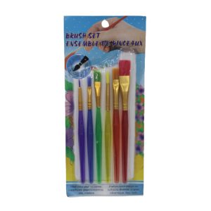 6Pcs Colorful Paint Brush Set Round and Flat Brush Artist Watercolor Oil Brush