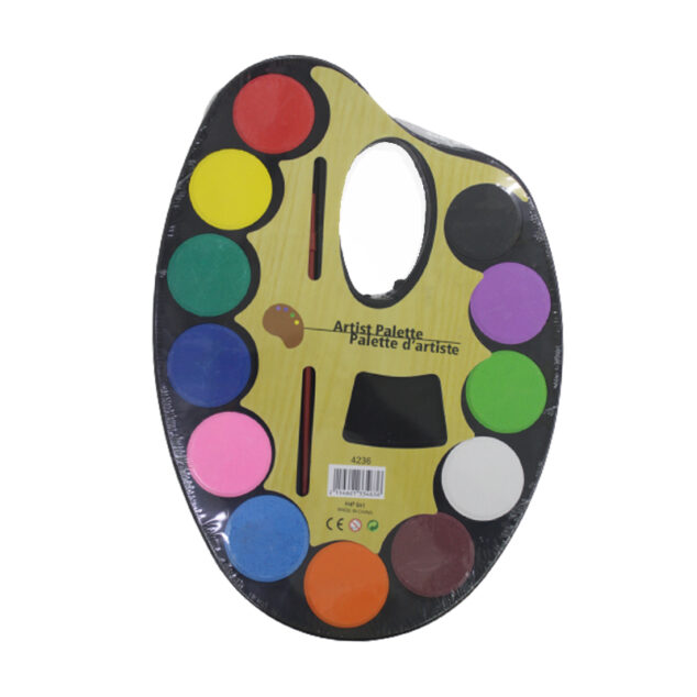 Artist Palette with 12 Water Color and Paint Brush (medium)