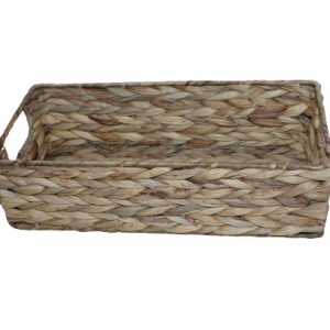 Home Decor Water Hyacinth Rectangular Shallow Storage Basket Tray