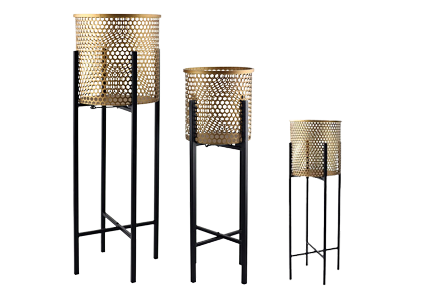 Luxe gold and black nested metal pot