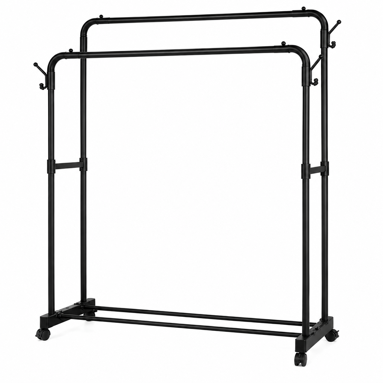 Double Pole Clothing Rack With Wheels