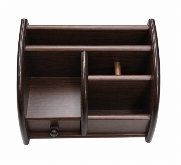 Wooden pen holder with compartments