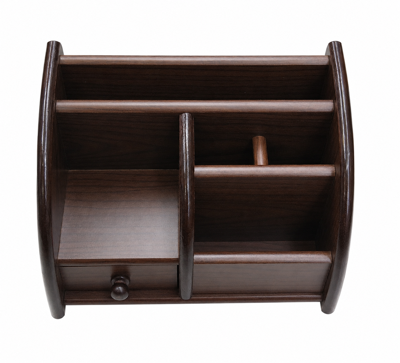 Wooden pen holder with compartments