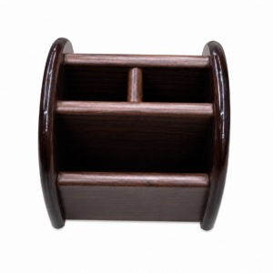Wooden pen holder with compartments