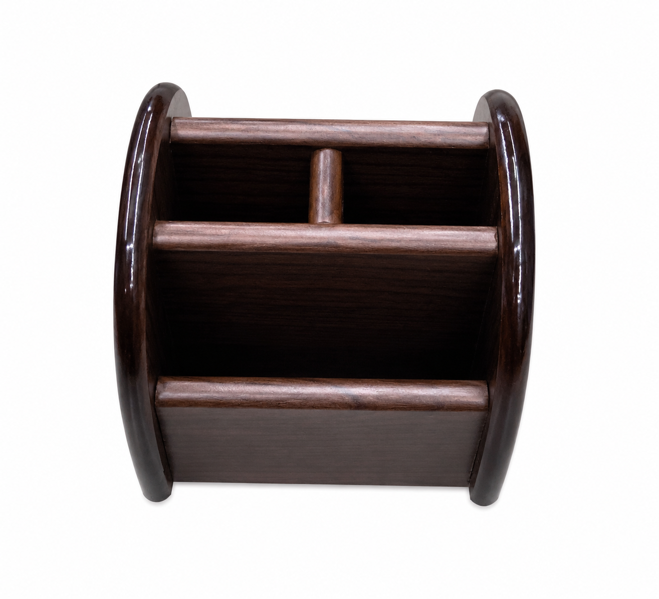 Wooden pen holder with compartments
