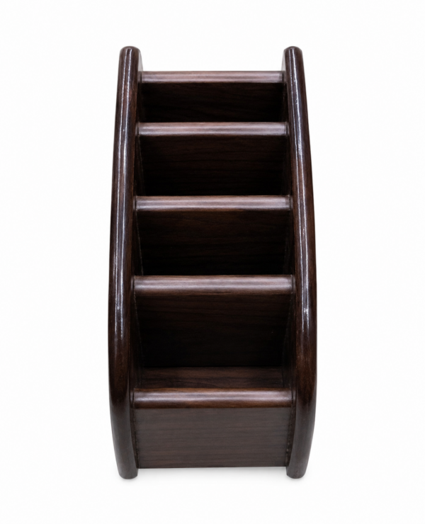 Wooden pen holder with compartments