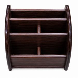 Wooden desk organiser with compartments