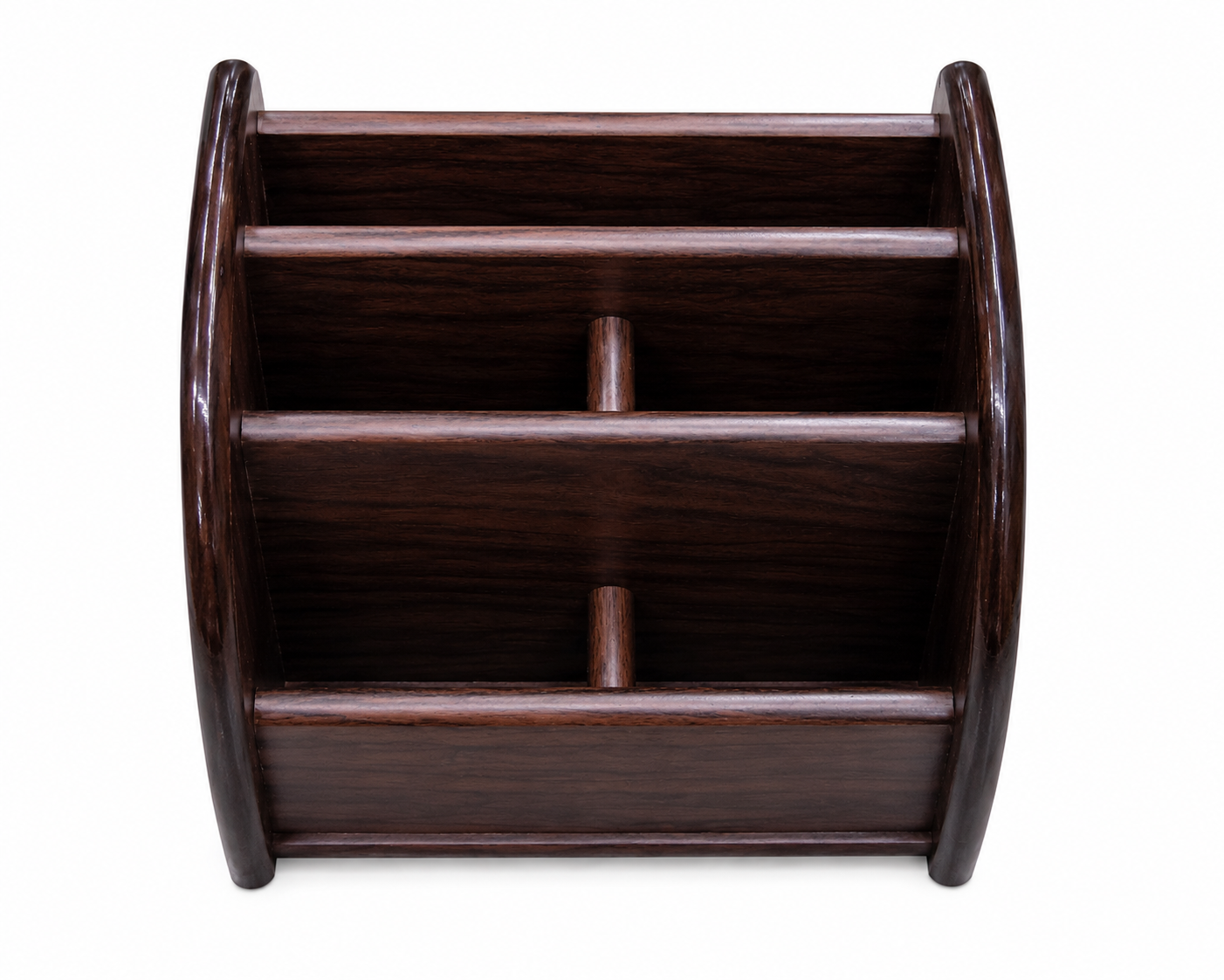 Wooden desk organiser with compartments