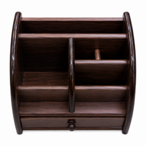 Wooden desk organiser with compartments