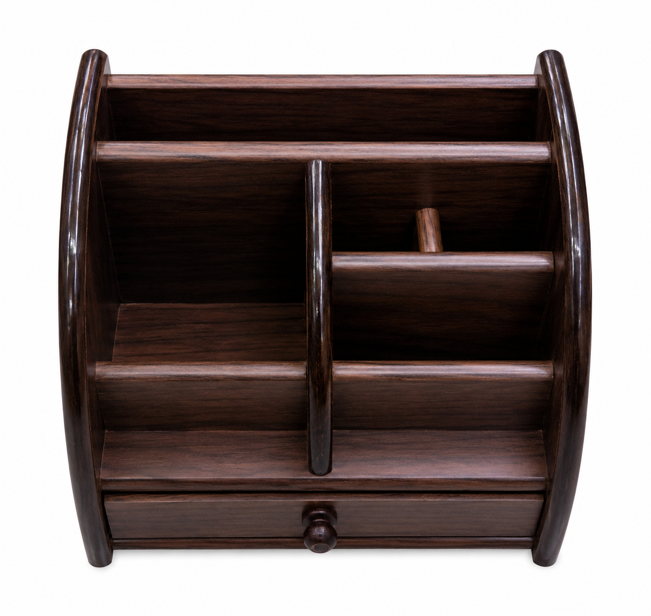 Wooden desk organiser with compartments