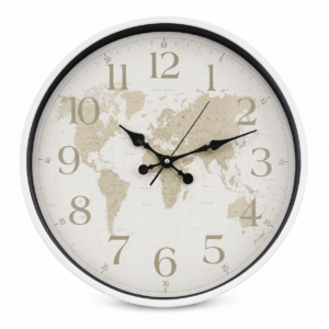 Vintage world map wall clock