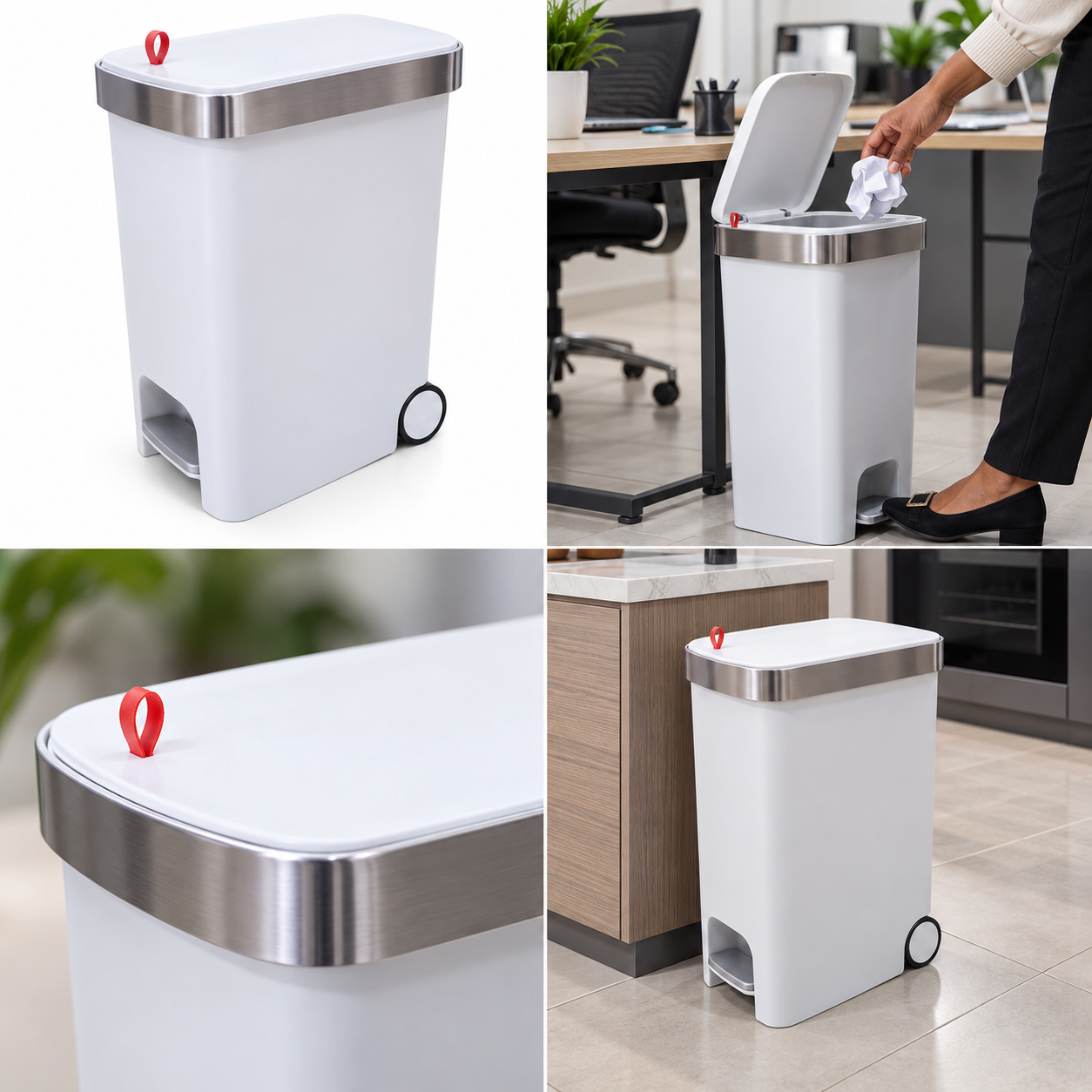 Plastic Pedal Trash Bin With Wheels(30L)