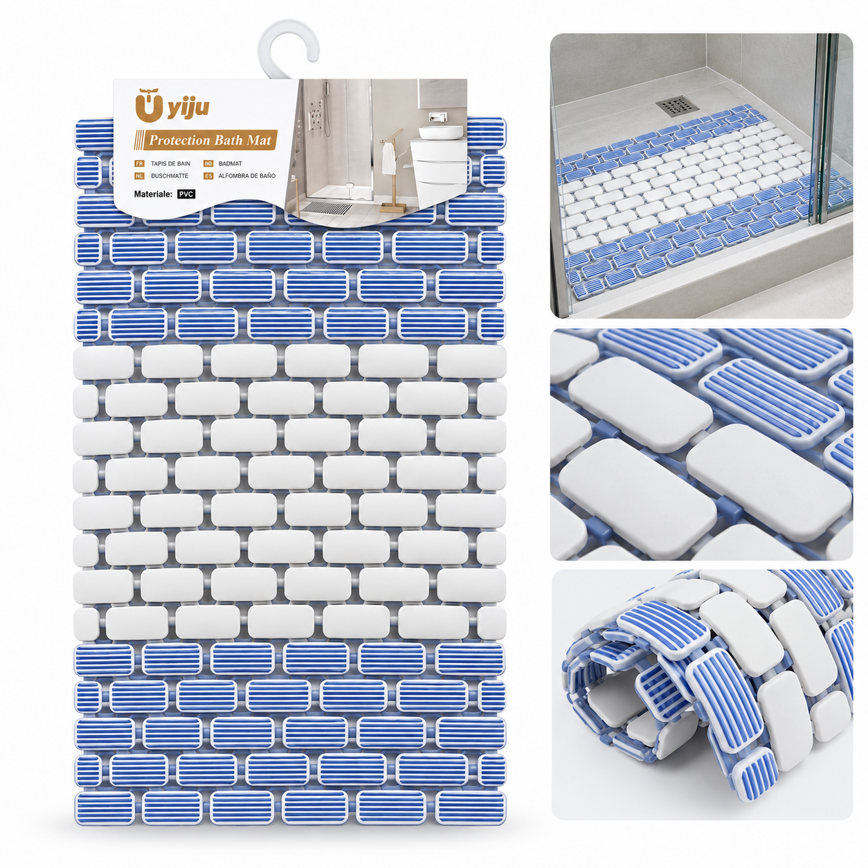 Anti-Slip Brick- Pattern PVC Bathroom Mat