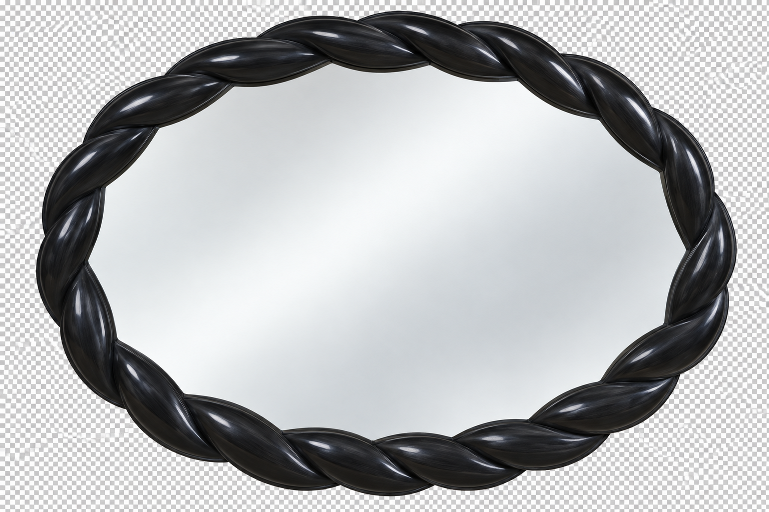 Braided Oval Wall Mirror (Black)