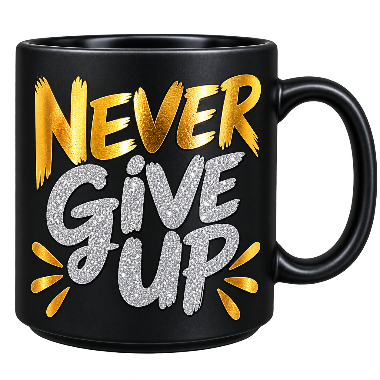 Never Give Up Motivational Mug