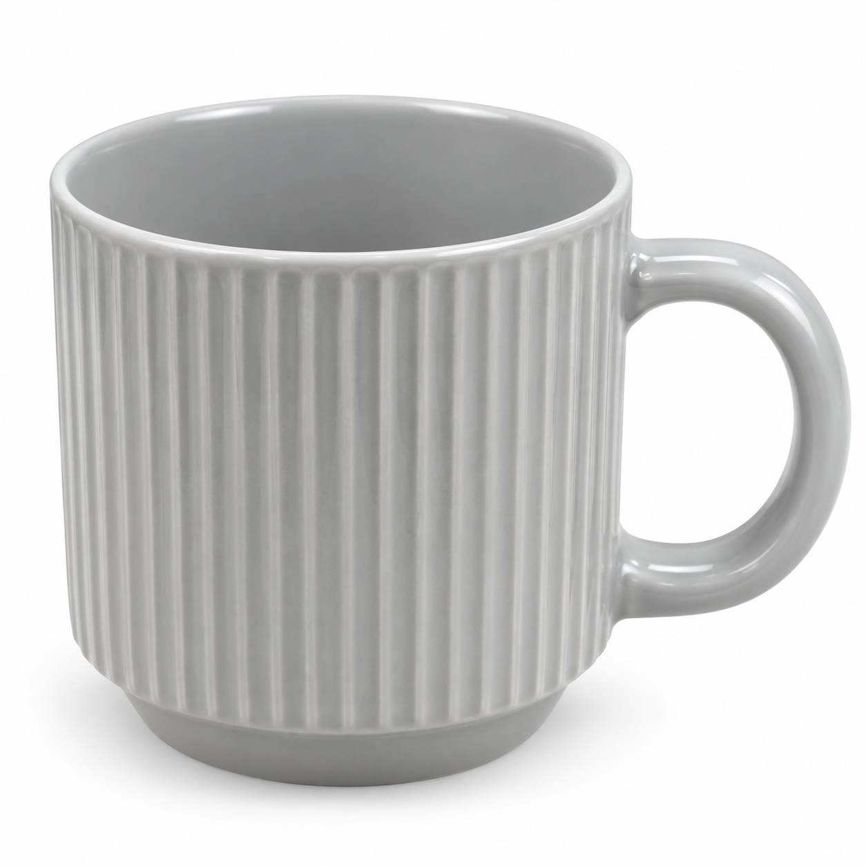 Ribbed Grey Ceramic Mug