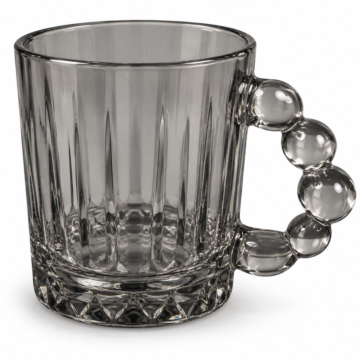 Smoky Glass Beaded Handle Mug
