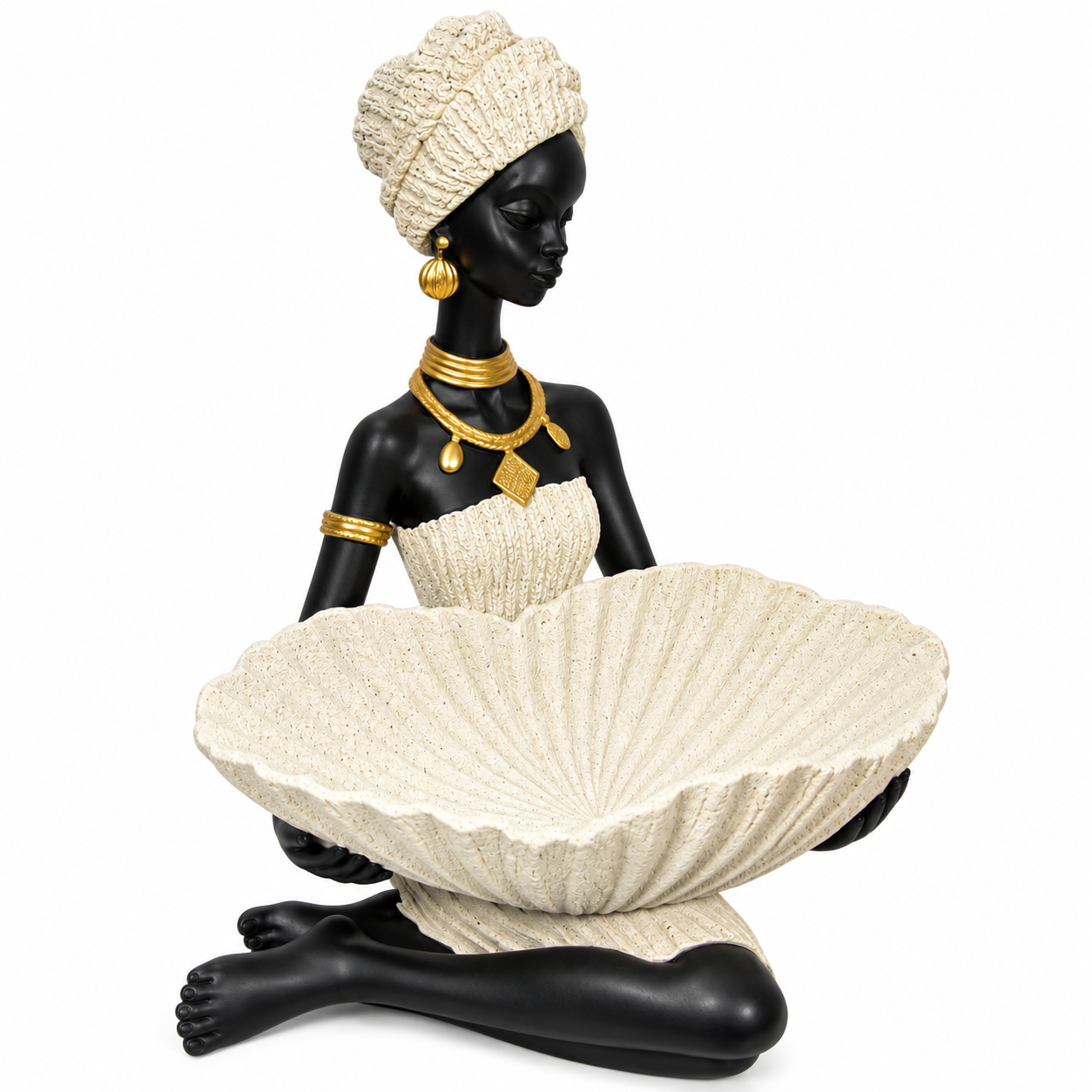 African Woman Sitting Statue