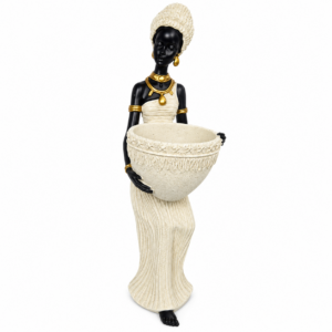 African Woman Statue With Bowl